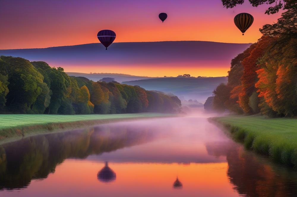 Hot Air Ballooning Over The Avon Valley At Sunrise